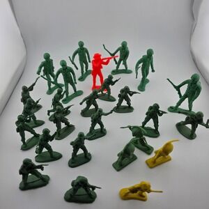 Vintage Army Cowboy Native American Toy Figures Lot 26pcs Green Yellow Red